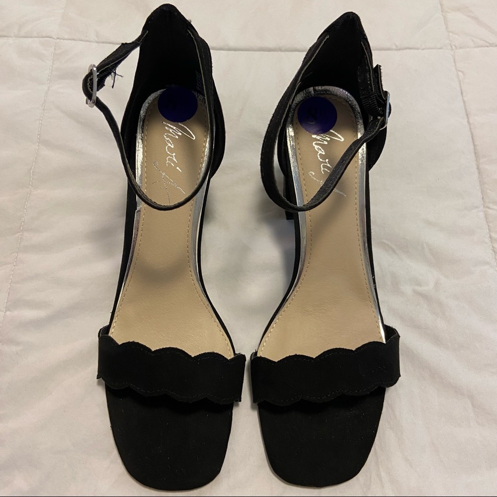 Suede Sandals with Block Heel